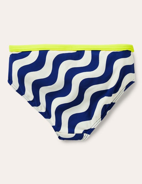 Patterned Bikini Bottoms - Ivory/Blue Wave