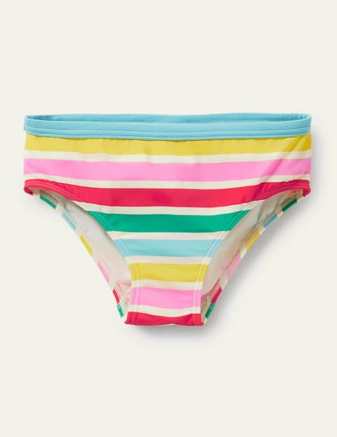 Patterned Bikini Bottoms - Ivory/Multi Rainbow