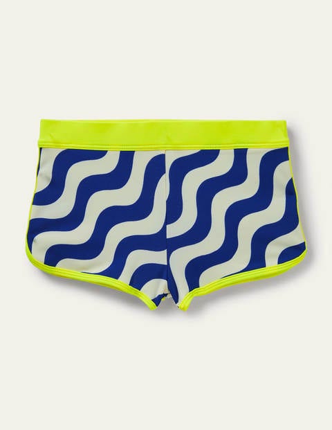Patterned Swim Shorts - Ivory/Blue Wave