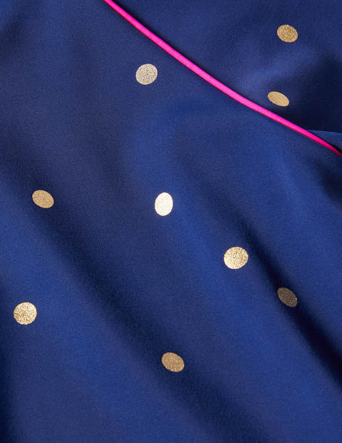 Haut de plage à motif - Pois dorés bleu harmonie Haut de plage à motif - Pois dorés bleu harmonie