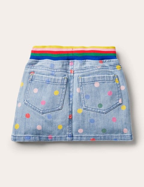 Rainbow Rib Denim Skirt - Chambray Multi Spot