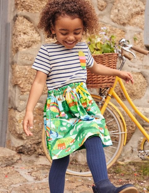 Short-sleeve Hotchpotch Dress - Ivory/ Starboard Blue Scene Short-sleeve Hotchpotch Dress - Ivory/ Starboard Blue Scene