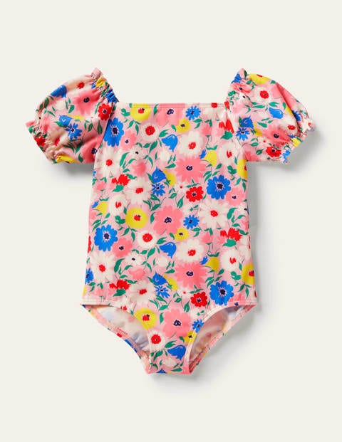 Puff Sleeve Printed Swimsuit - Boto Pink Floral