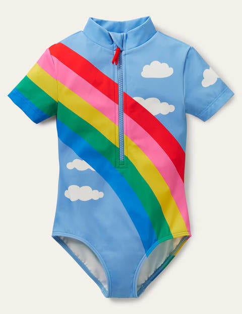 Short-sleeved Swimsuit - Rainbow Clouds