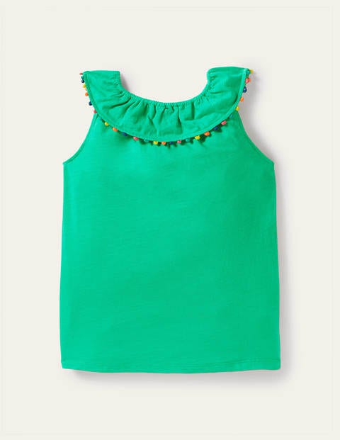 Charlie Pom Jersey Tank Top - Tropical Green