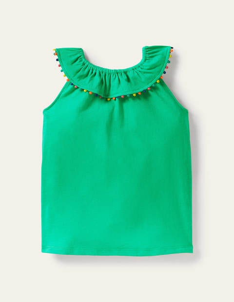 Charlie Pom Jersey Tank Top - Tropical Green