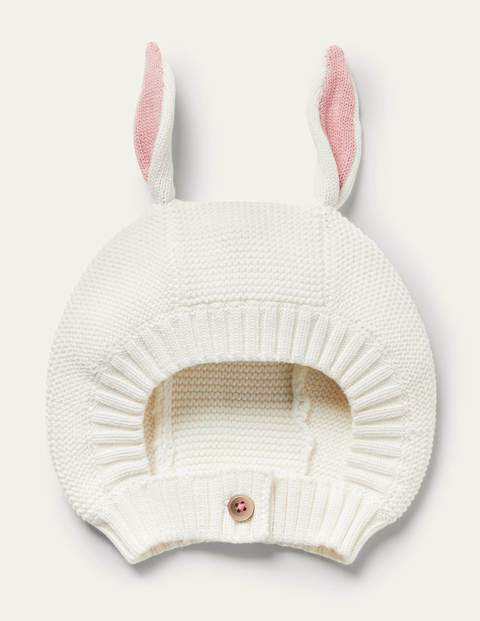 Knitted Bunny Bonnet - Ivory Bunny Ears