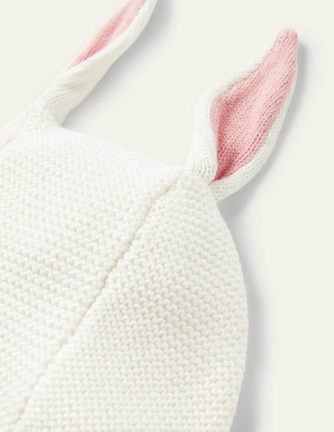 Knitted Bunny Bonnet - Ivory Bunny Ears