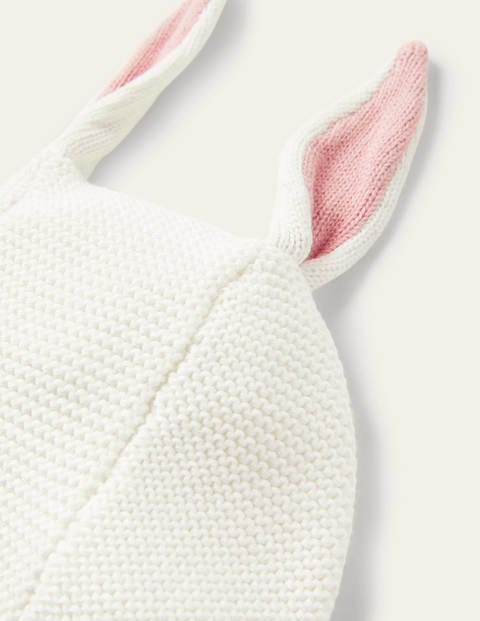 Knitted Bunny Bonnet - Ivory Bunny Ears 