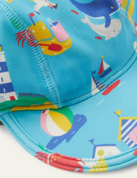 Sun-safe Swim Hat - Aqua Coastal Scene 