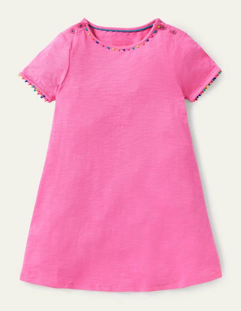 Charlie Pom Jersey Dress - Strawberry Ice Pink