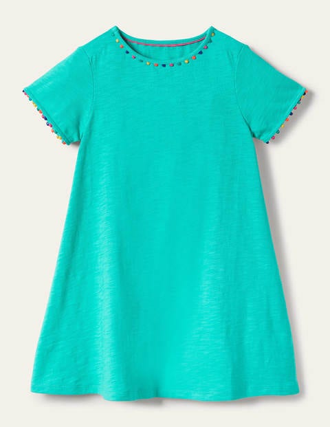 Charlie Pom Jersey Dress - Turquoise