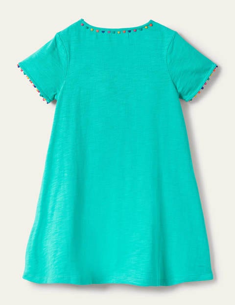 Charlie Pom Jersey Dress - Turquoise