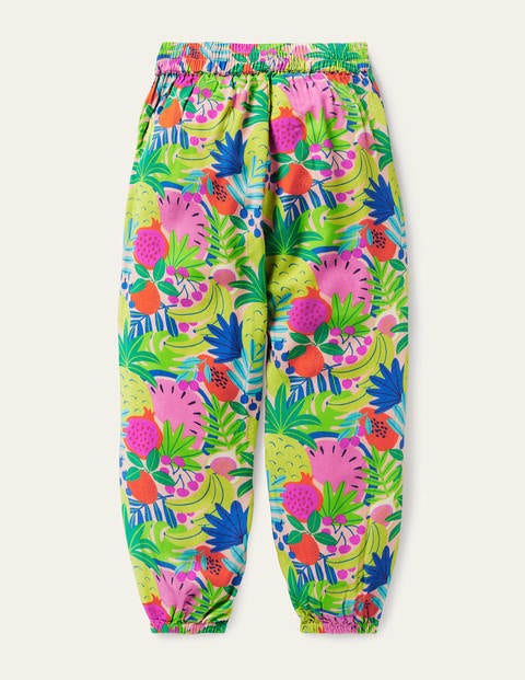 Relaxed Woven Printed Trousers - Multi Tropical Fruit