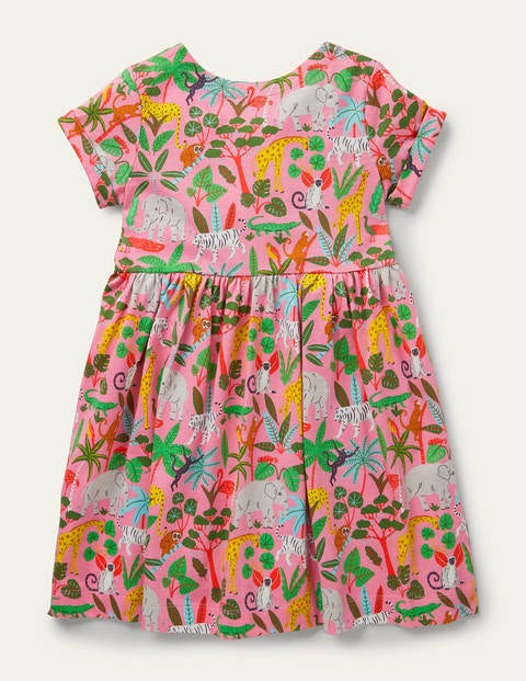 Short-sleeved Fun Jersey Dress - Pink Lemonade Jungle