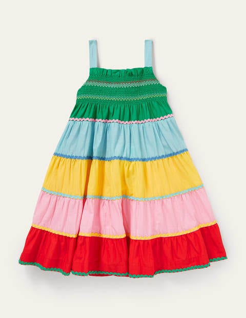 Smocked Sun Dress - Multi Colourblock