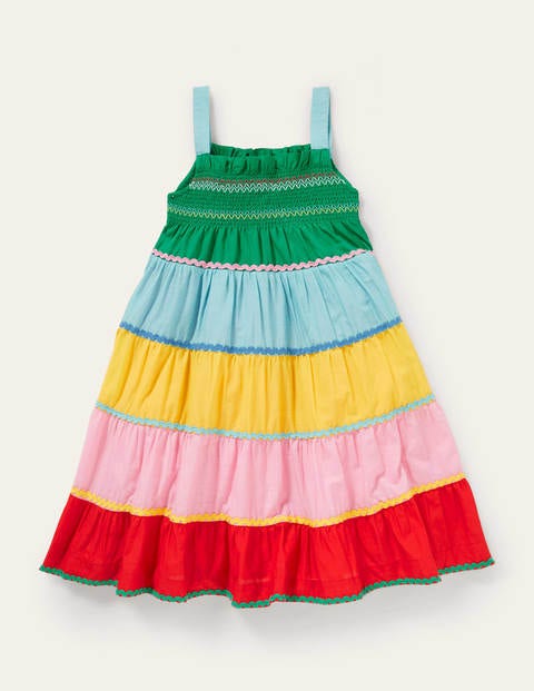 Smocked Sun Dress - Multi Colourblock