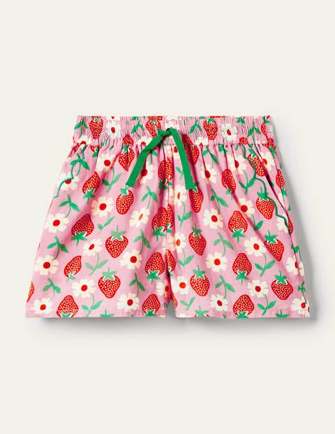 Pink Strawberry Print Woven Shorts - Pink Lemonade Strawberry