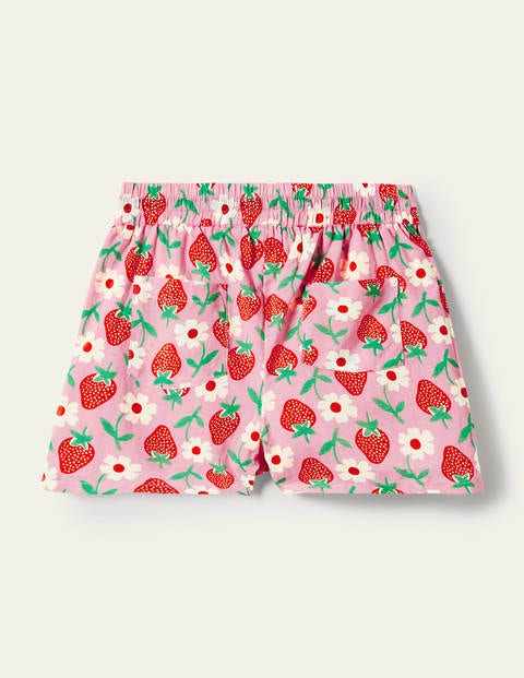 Pink Strawberry Print Woven Shorts - Pink Lemonade Strawberry