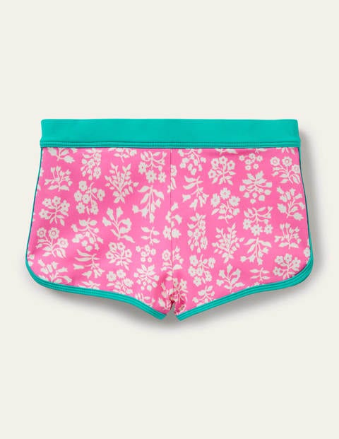 Patterned Swim Shorts - Strawberry Pink Woodblock