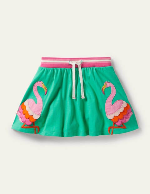 Applique Jersey Skort - Tropical Green Flamingo