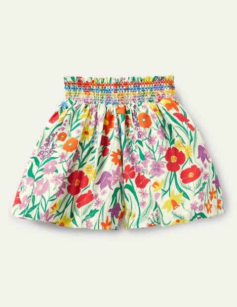 Shirred Waist Culotte Pants - Multi Spring Meadow