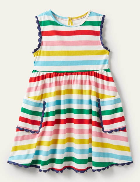 Trim Detail Jersey Dress - Multi Stripe