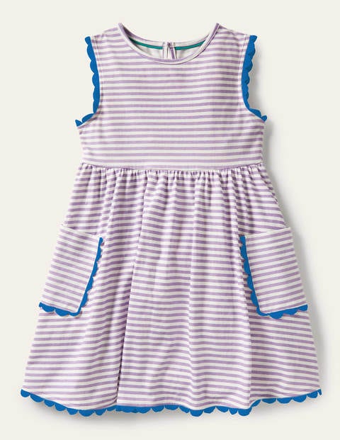 Trim Detail Jersey Dress - White / Cool Violet Purple