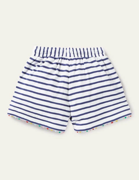 Charlie Jersey-Shorts mit Bommeln - Naturweiß/Segelblau