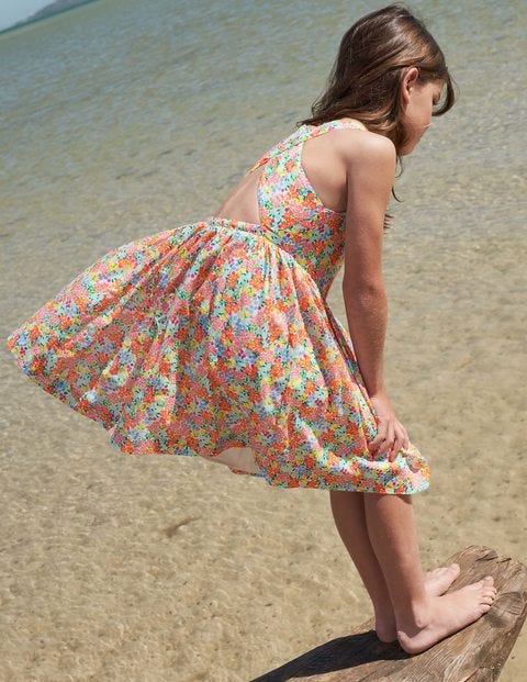Kleid mit überkreuzten Rückenträgern - Bunt, Tropisches Blumenmuster