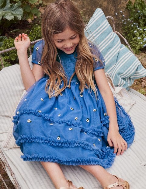 Tiered Tulle Dress - Elizabethan Blue ...