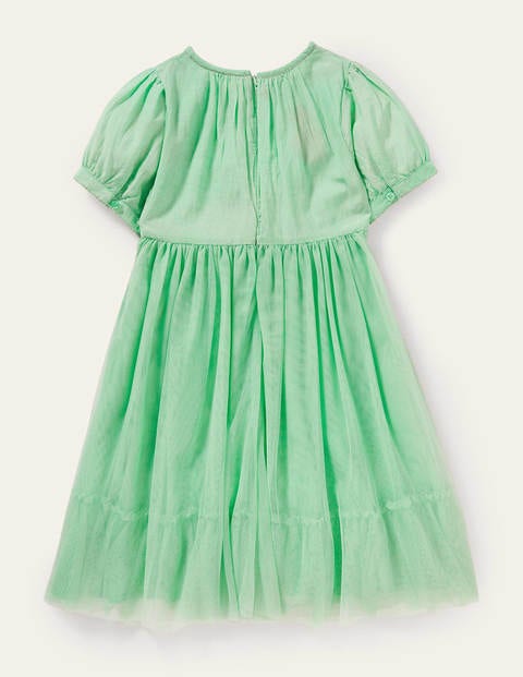 Kleid mit Blumenapplikation - Brunnengrün
