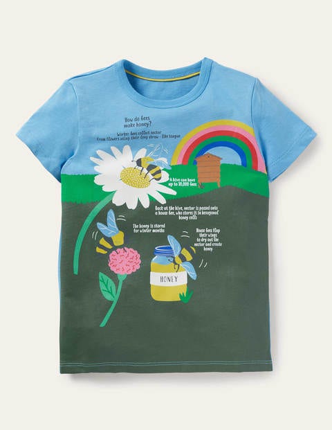 T-shirt à motif infos amusantes - Miel et abeilles bleu tribord