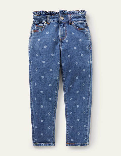 Jeans mit Rüschentaille - Denim, Gänseblümchen