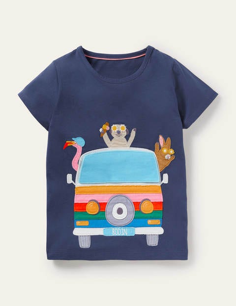 Lift-the-flap T-shirt - Starboard Blue Campervan