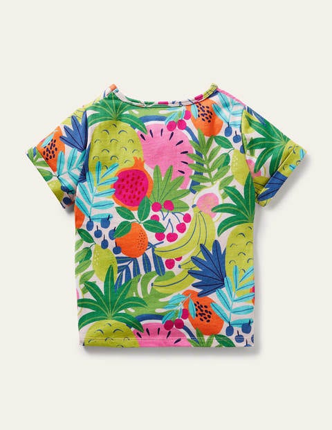 Tie-front T-shirt - Multi Tropical Fruit