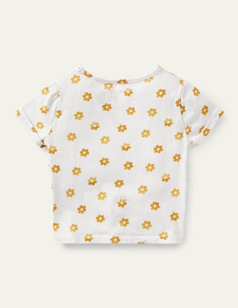 Tie-front T-shirt - White Foil Daisy