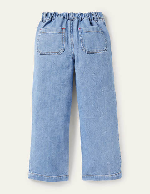 Jeans mit Applikation - Mittleres Vintageblau, Flamingo