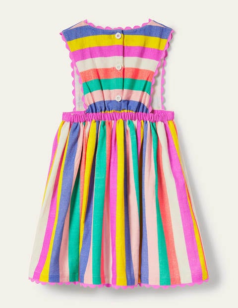 Woven Pinafore Dress - Multi Stripe