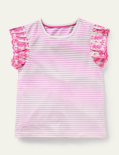 Broderie Sleeve Top - Rosebay Pink / Ivory