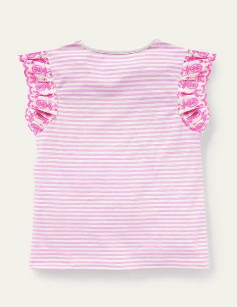 Broderie Sleeve Top - Rosebay Pink / Ivory
