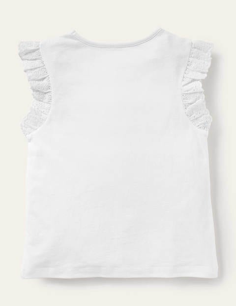 Broderie Sleeve Top - White