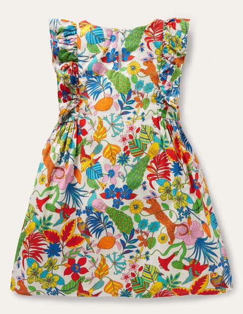 Gemustertes Kleid mit Rüschenärmeln - Mini Me/Bunt, Dschungel