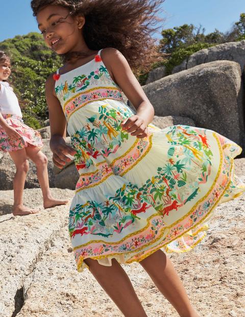 Tiered Printed Sun Dress - Ivory Jungle 