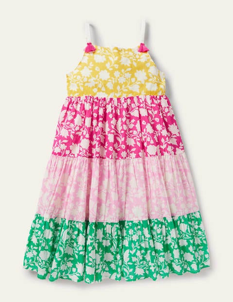 Tiered Printed Sun Dress - Multi Hotchpotch