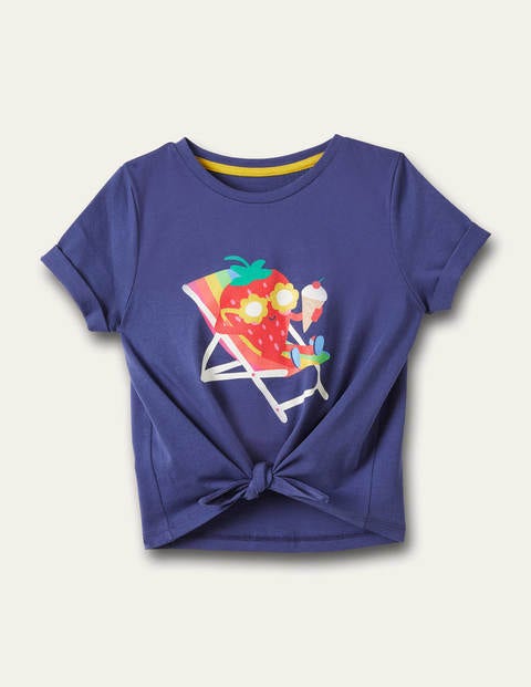 Navy Strawberry Detail Graphic T-shirt - Starboard Blue Strawberry