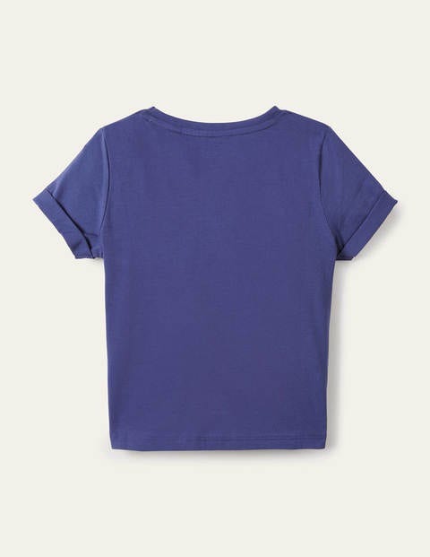 Motiv-T-Shirt mit Knotendetail - Segelblau/Erdbeere
