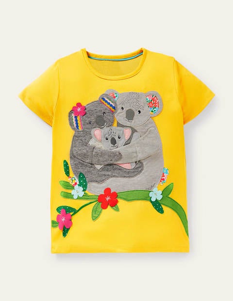 T-Shirt mit Umarmungsapplikation - Narzissengelb, Koala