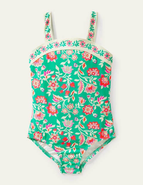 Border Print Swimsuit - Tropical Green Paisley