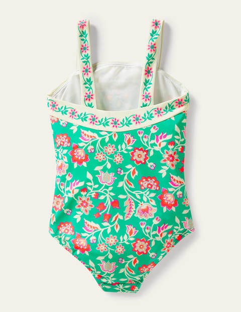 Border Print Swimsuit - Tropical Green Paisley